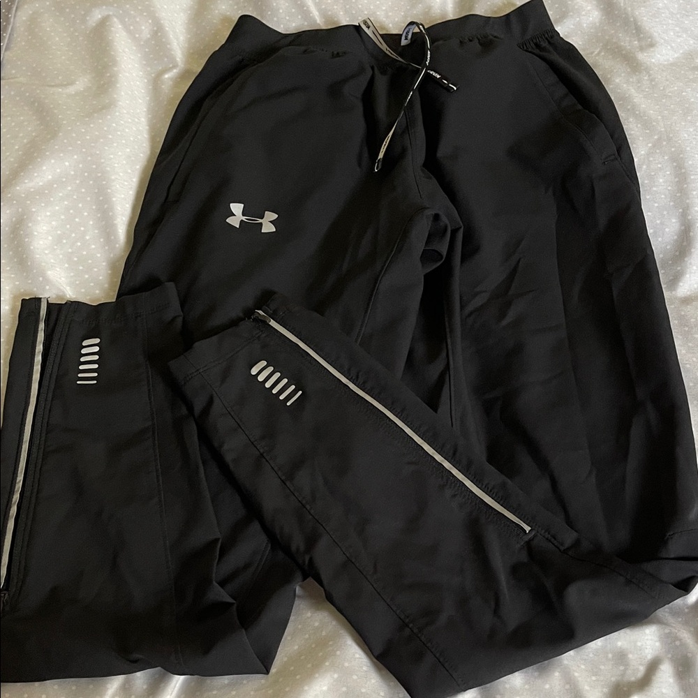 Under Armour Black Track Pants with Reflective Accents